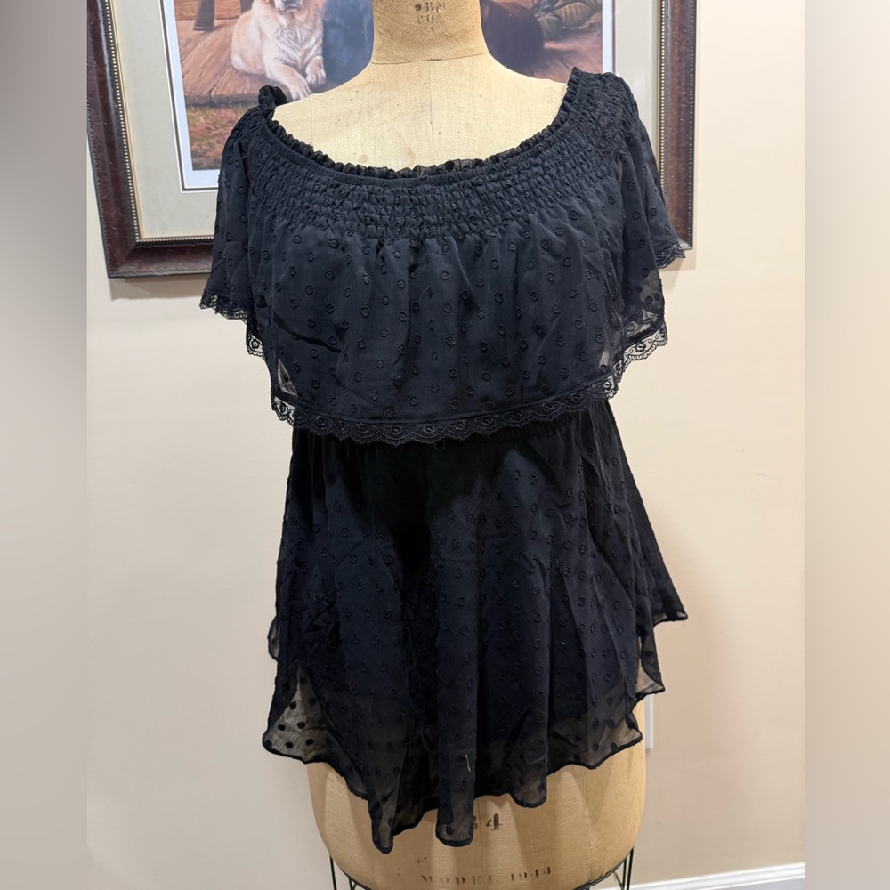 Torrid Swiss Dot Off Shoulder Top